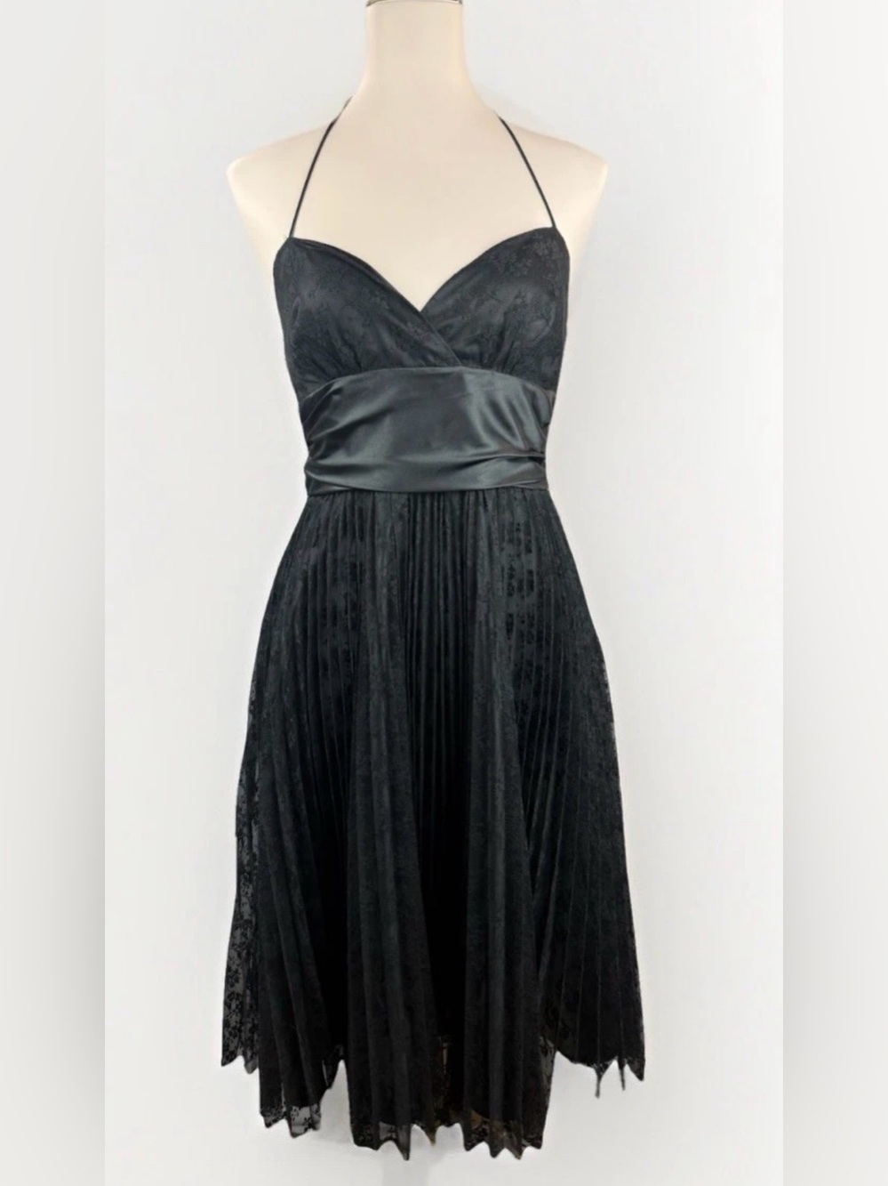 Betsey Johnson Black Strapless Lace Halter Dress